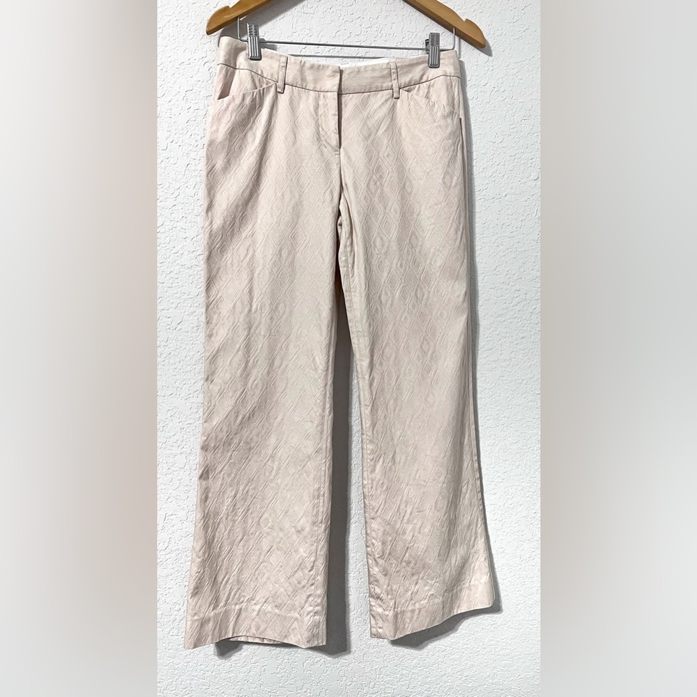 Express Women’s Editor Tan /Cream Diamond Textured Business Casual Pants Size 4